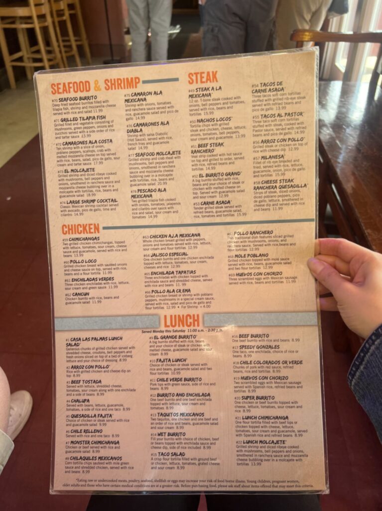 Casa Las Palmas breakfast Menu 5
