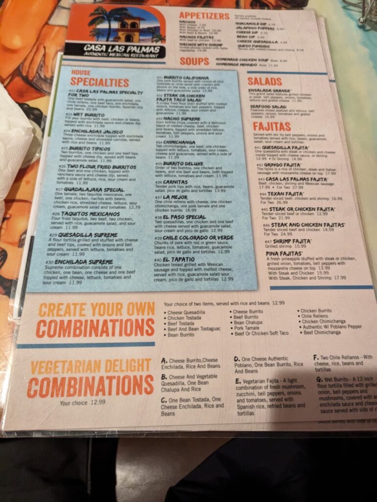 Casa Las Palmas breakfast Menu 7